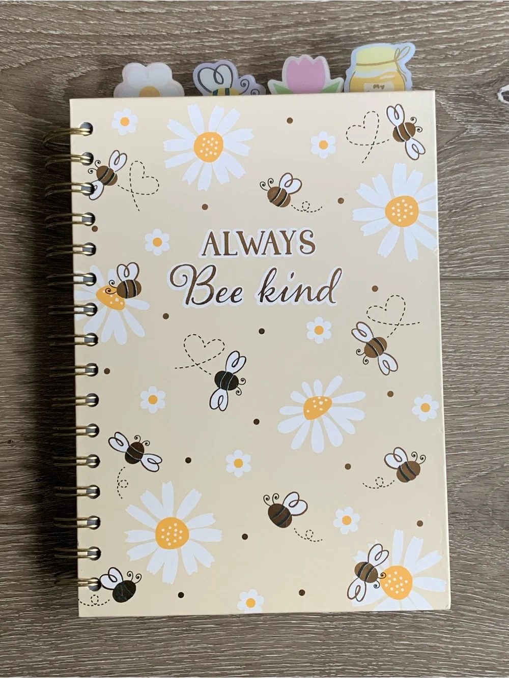 Always Bee Kind Spiral Notebook - Cream Floral Bee Design